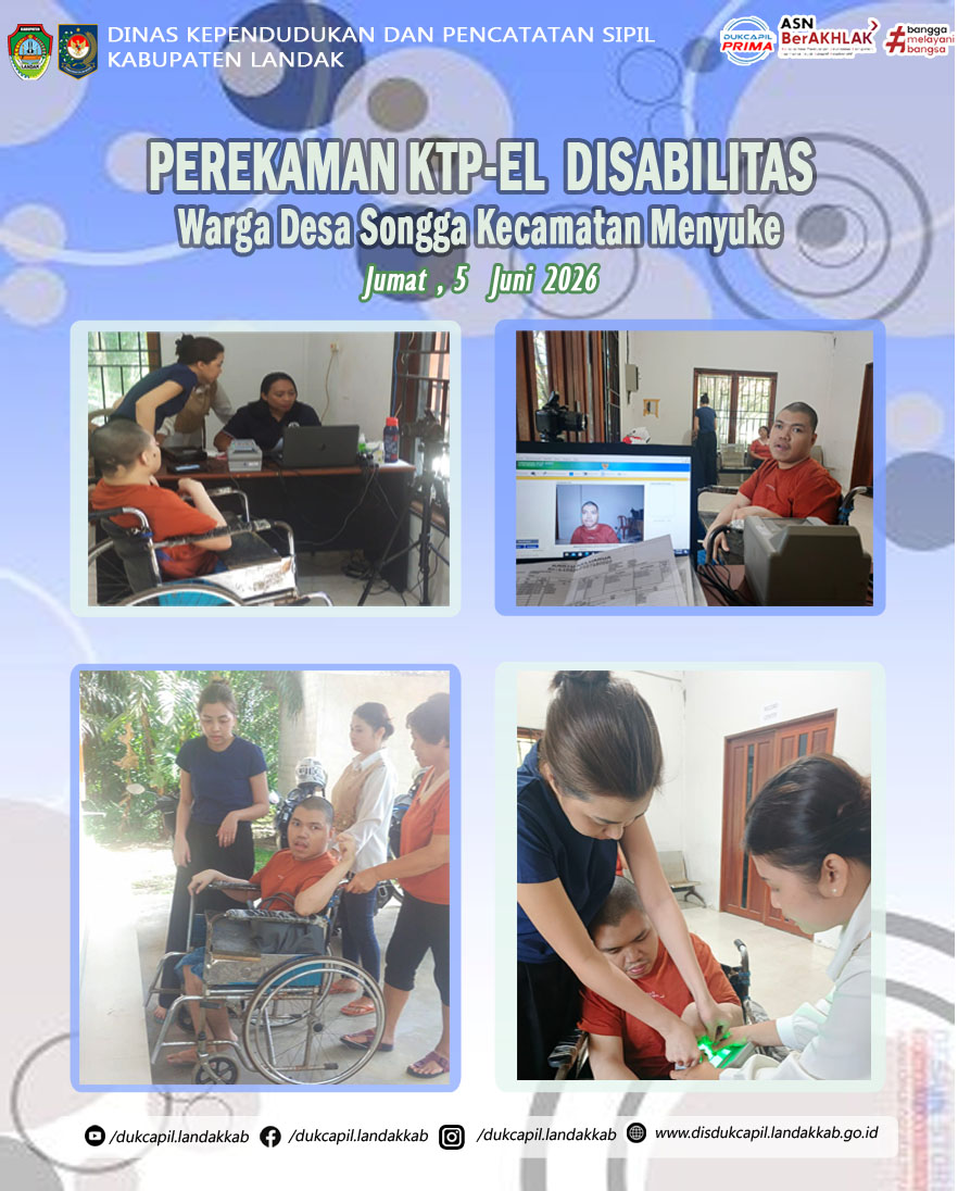 PEREKAMAN KTP-el DISABILITAS WARGA DESA SONGGA KECAMATAN MENYUKE

jumat, 5 Juni 2026