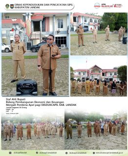 Staf Ahli Bupati Landak Bidang Pembangunan Ekonomi dan Keuangan menjadi Pembina Apel Pagi Dilingkungan Dinas Kependudukan dan Pencatatan Sipil Kabupaten Landak.

Senin, 9 Februari 2026