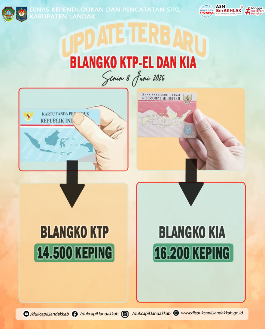Update Terbaru Disdukcapil Landak Senin, 8 Juni 2026