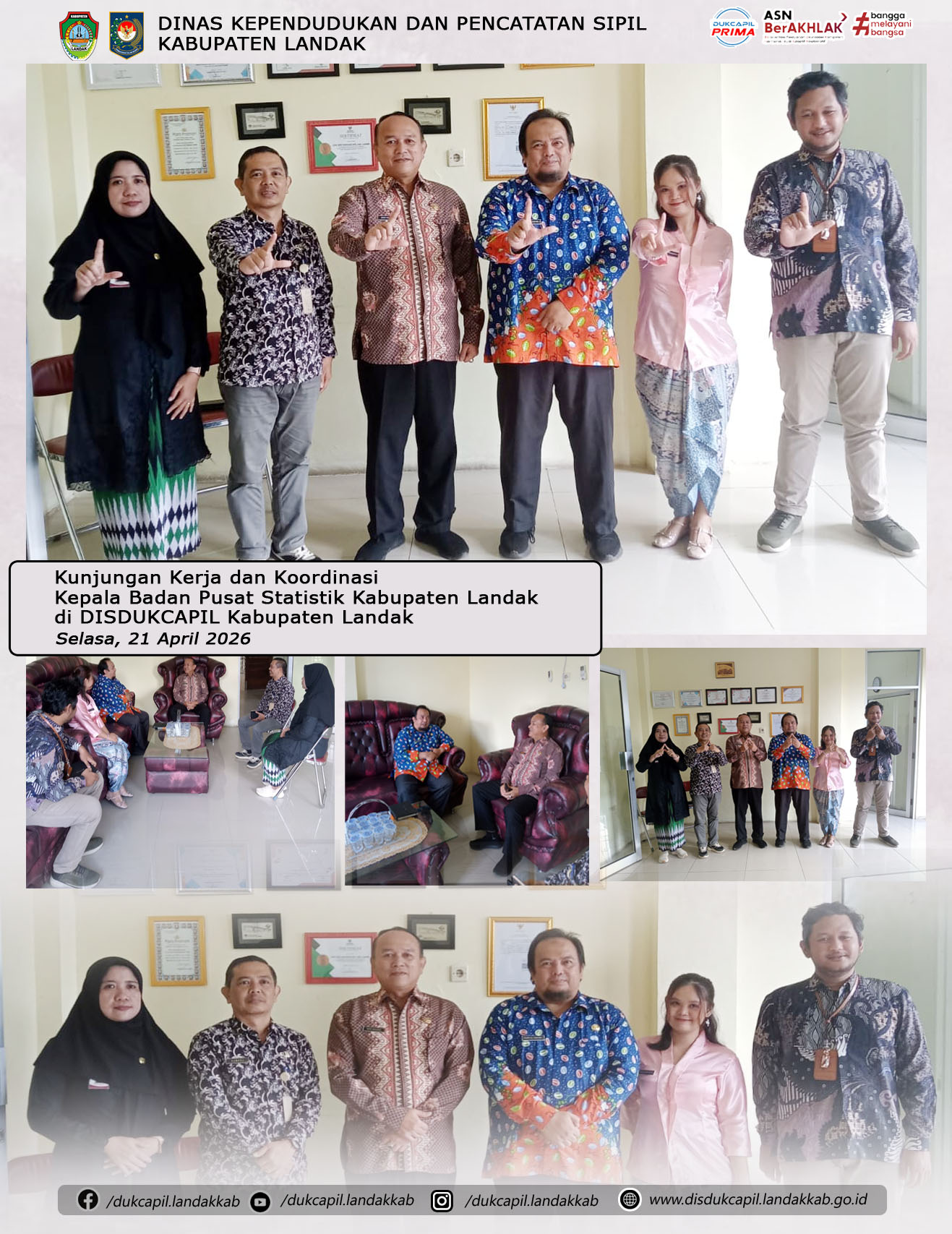 kunjungan kerja dan Koordinasi
Kepala Badan Statistik Kabupaten Landak di DISDUKCAPIL Kabupaten Landak

selasa, 21 April 2026